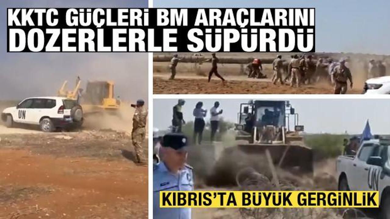 Kıbrıs’ta gerginlik: KKTC güçleri, BM araçlarını dozerlerle süpürdü